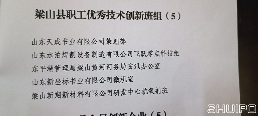 梁山縣職工優(yōu)秀技術(shù)創(chuàng)新班組